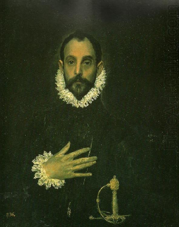 man with his hand on his breast, El Greco